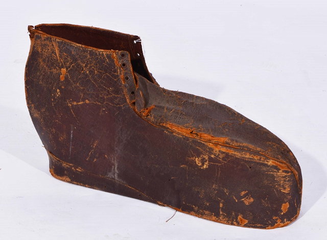 Appraisal: A RARE TH CENTURY LEATHER GOUT BOOT with sewn edge