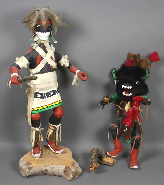 Appraisal: Two wood Kachina dolls smaller one signed Jesse taller h