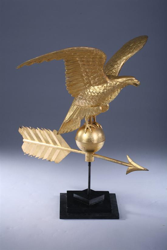 Appraisal: LARGE AMERICAN COPPER GILT SPREAD-WING EAGLE WEATHERVANE New England second