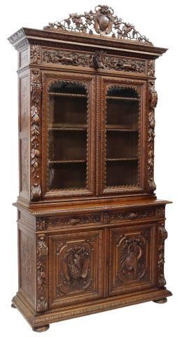 Appraisal: French Henri II style oak sideboard late th c monogrammed