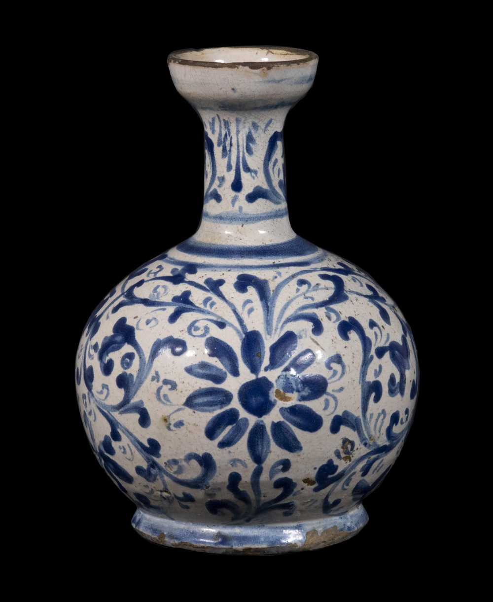 Appraisal: ITALIAN MAIOLICA PHARMACY BOTTLE th c or Earlier Blue White