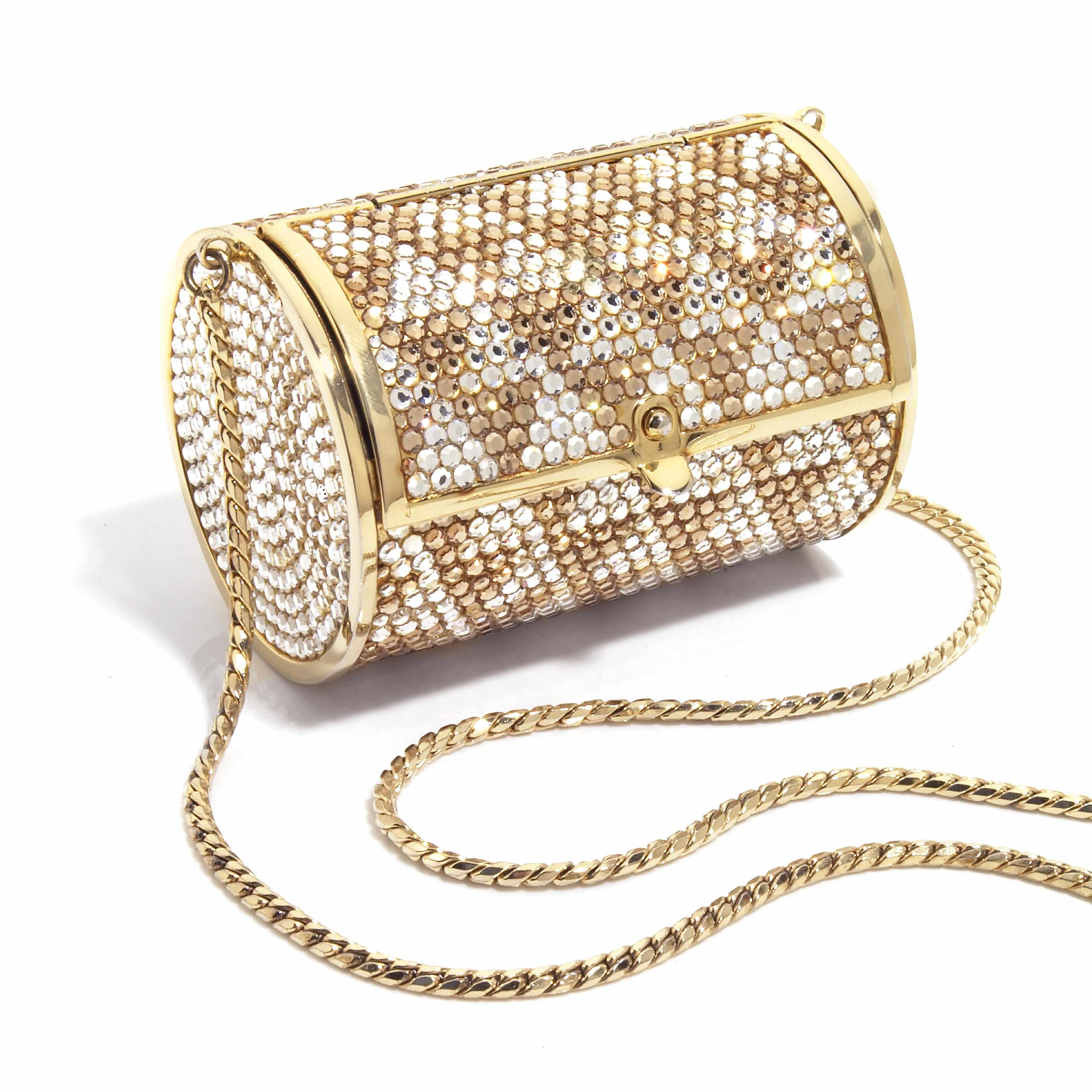 Appraisal: A gold and silver crystal cylinder purse with gold colored