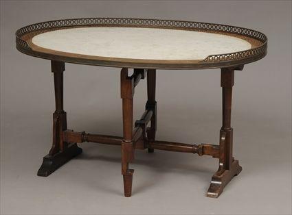 Appraisal: Directoire-Style Brass-Mounted Mahogany Tilt-Top Low Table x x in