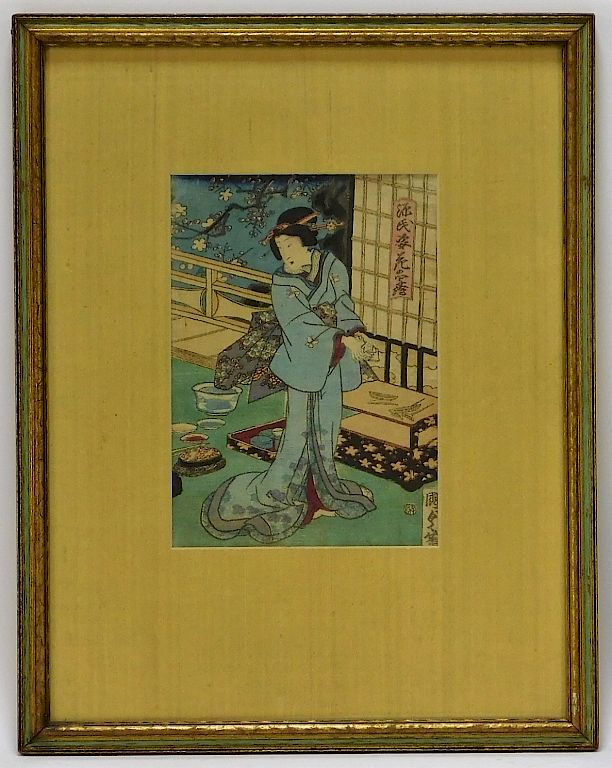 Appraisal: Utagawa Kunisada Interior Woodblock of Geisha Utagawa Kunisada Japan -