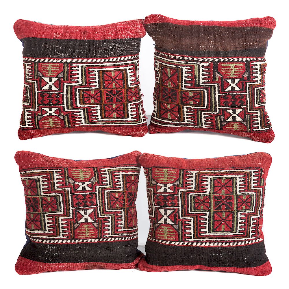 Appraisal: Set of Four Turkish Soumak Kilim Pillows hand woven on