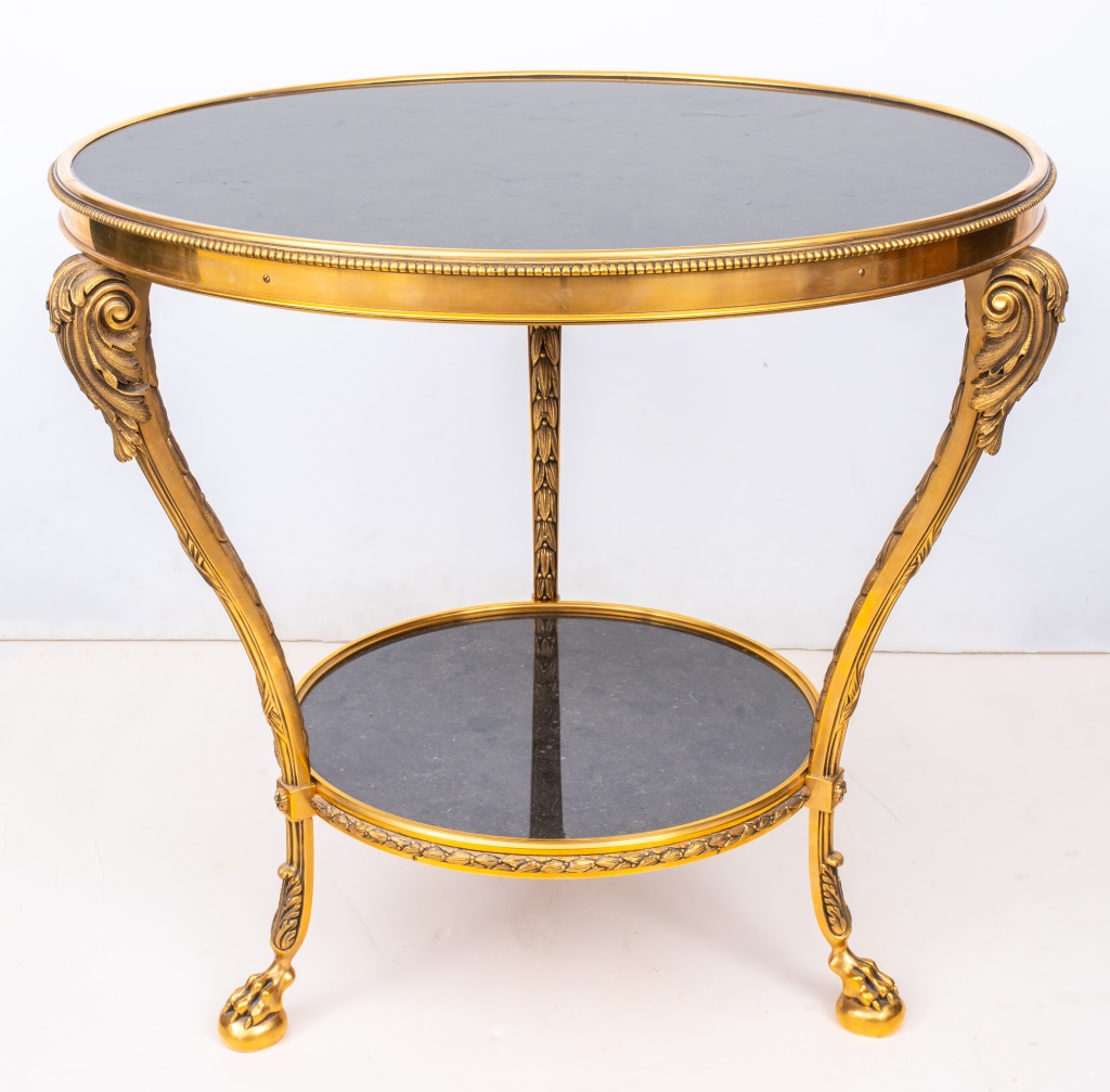 Appraisal: LOUIS XVI STYLE ORMOLU MARBLE GUERIDON TABLE Louis XVI style