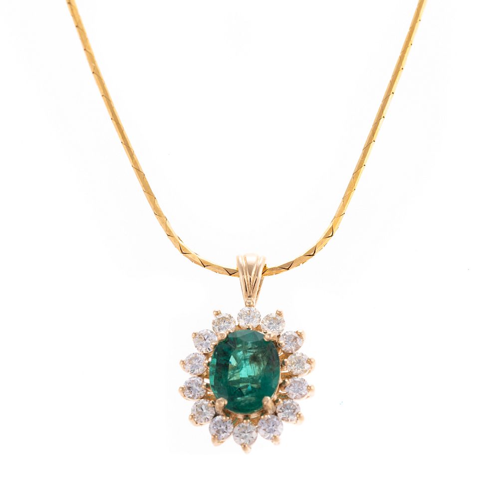 Appraisal: A ct Emerald Diamond Pendant in K K yellow gold