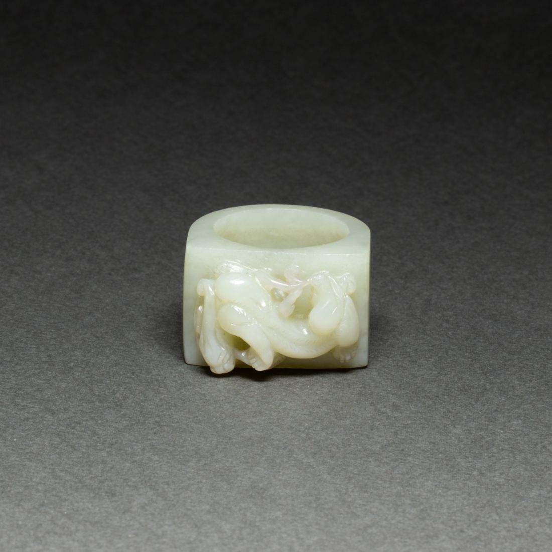 Appraisal: CHINESE WHITE JADE ARCHER'S RING Chinese white jade archer's ring