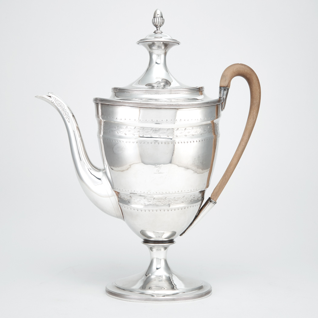 Appraisal: George III Silver Coffee Pot John Emes London circa Of