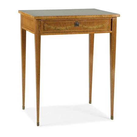 Appraisal: Continental Inlaid Fruitwood Single-Drawer Side Table Estimate -