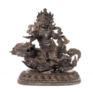 Appraisal: A Sino-Tibetan Bronze Figure of Bodhisattva Kubera the deity cast