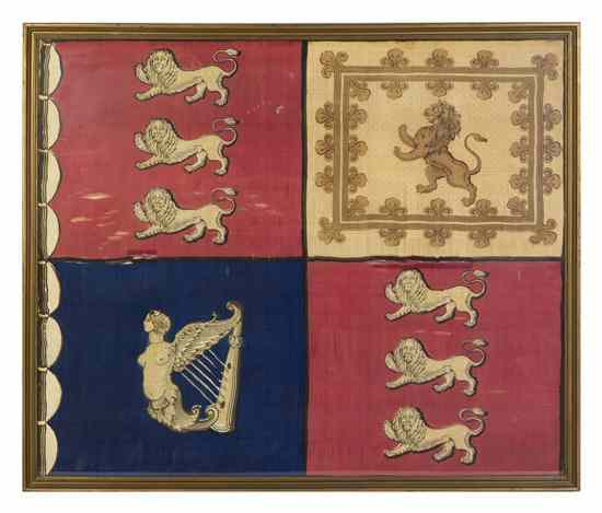 Appraisal: An English Needlework Crest with nautical and flag motifs together