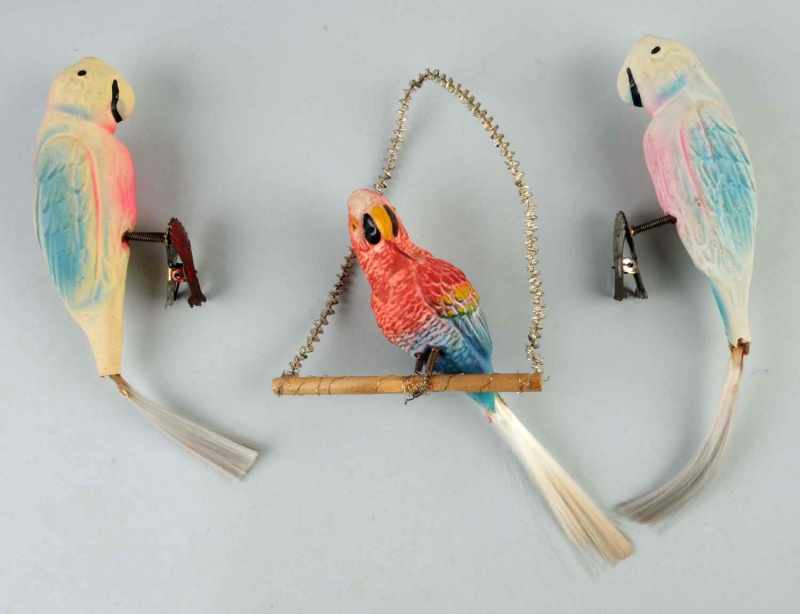 Appraisal: Lot of Glass Parrot Christmas Ornaments Description Includes two clip-ons