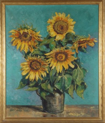 Appraisal: Sunflower still life oil on canvas x SLL Louis Rapp