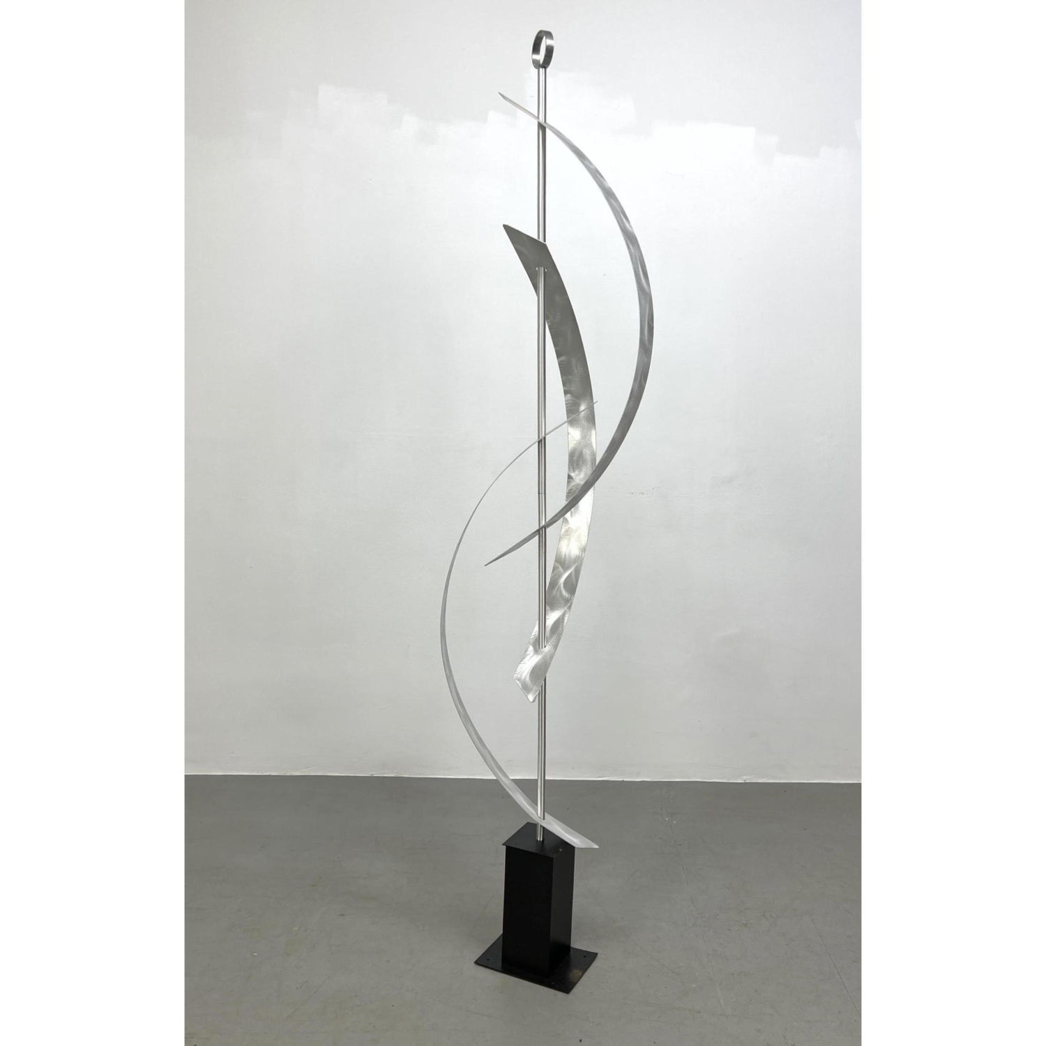 Appraisal: Tall ' Brushed Steel Abstract Architectural style Sculpture Marked Dimensions