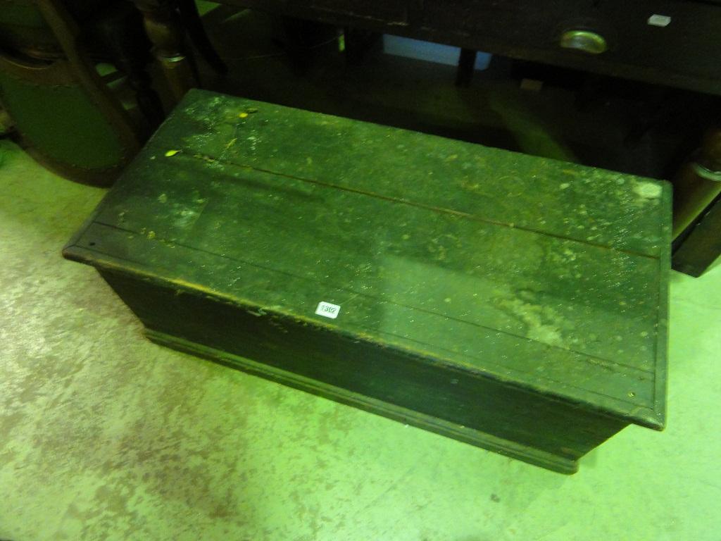 Appraisal: A Victorian stained pine box with iron work carrying handles