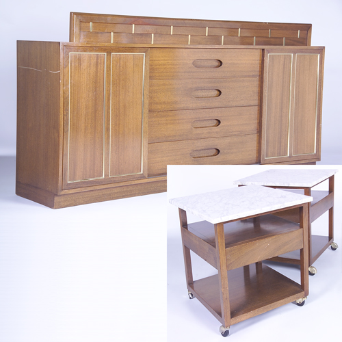 Appraisal: HARVEY PROBBER Four-piece bedroom furniture suite consisting of a dresser