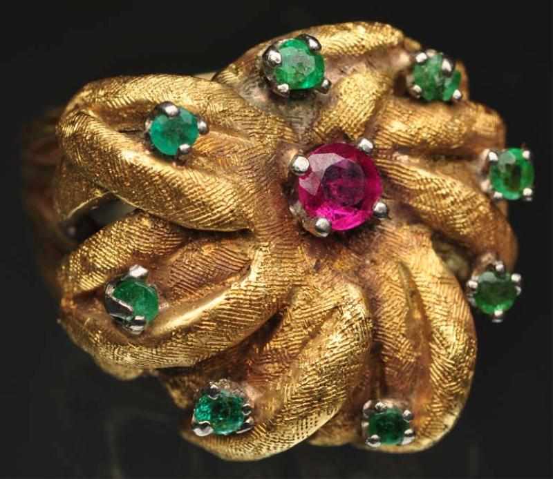 Appraisal: K Y Gold Ruby Emerald Ring Weight grams dwt Condition