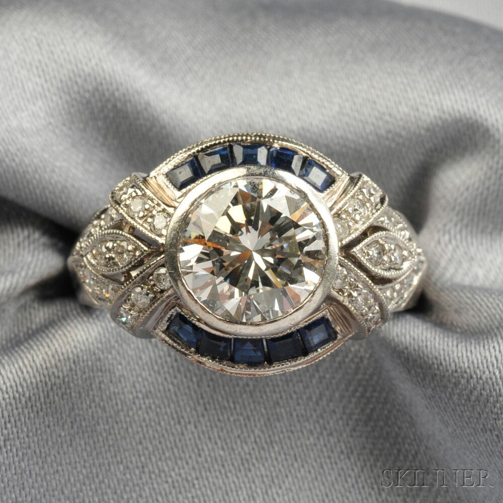 Appraisal: kt White Gold and Diamond Solitaire bezel-set with a full-cut