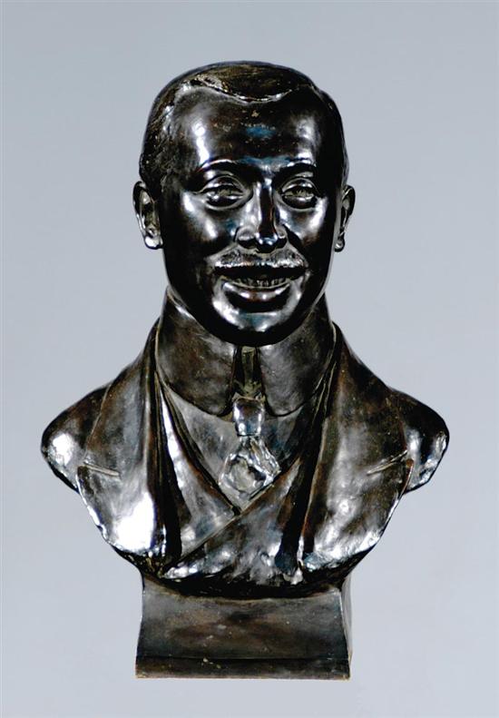 Appraisal: Continental school th century BUST OF MAN bronze with dark