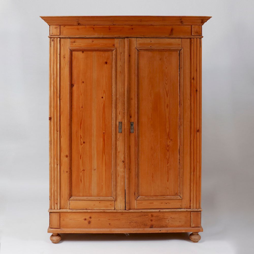 Appraisal: French Provincial Pine Armoire Interior fitted with shelves x x