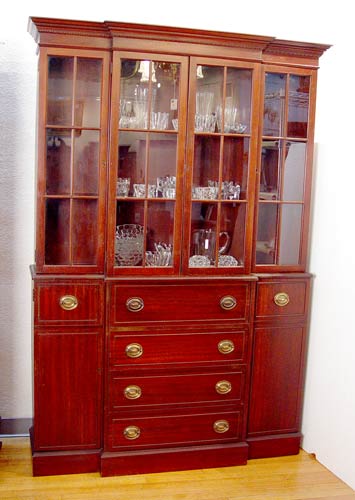 Appraisal: MAHOGANY BREAKFRONT SECRETARY BOOKCASE Bookcase upper cabinet lower section with