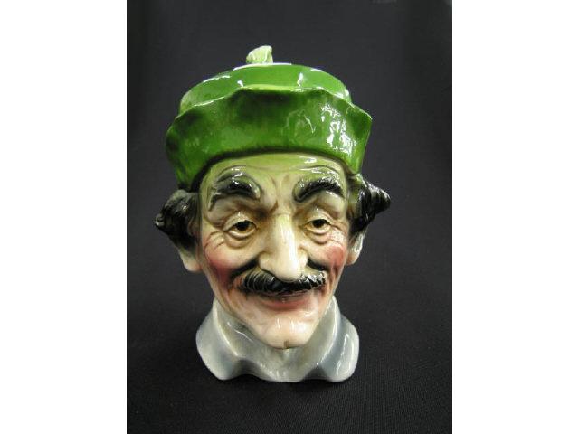 Appraisal: Victorian Figural Majolica Pottery Tobacco Jar old European man green