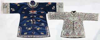 Appraisal: Two Chinese Robes Blue Black lot of Chinese embroidered robes