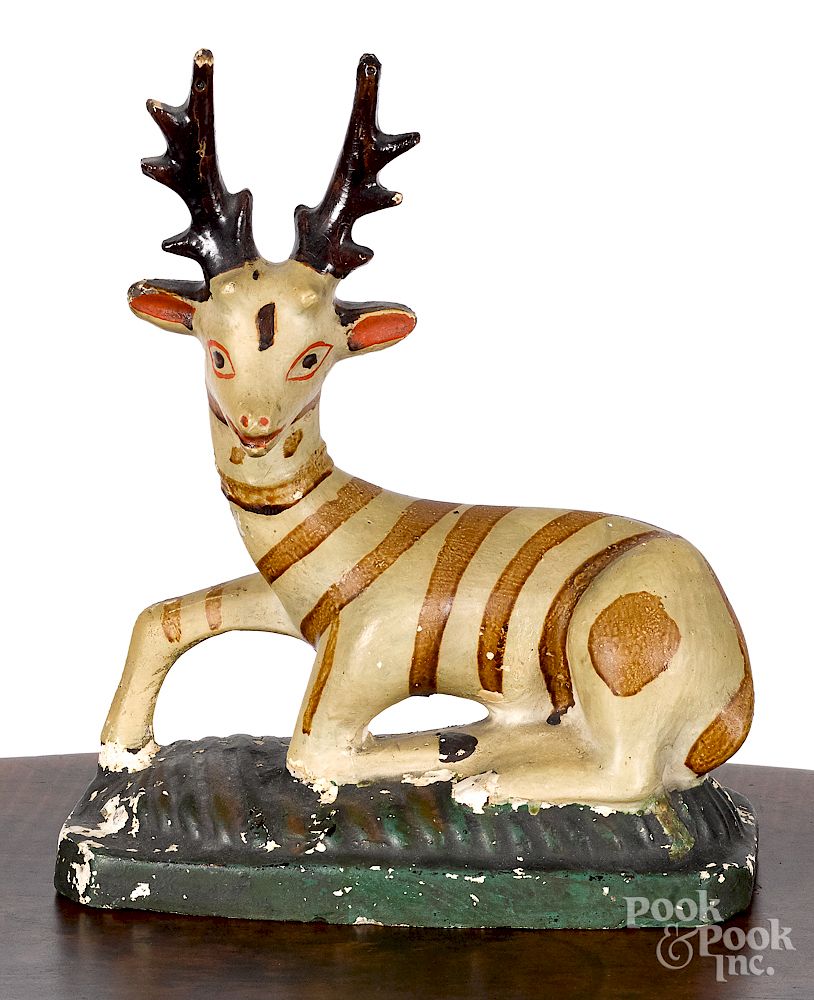 Appraisal: Pennsylvania chalkware stag th c Pennsylvania chalkware stag th c