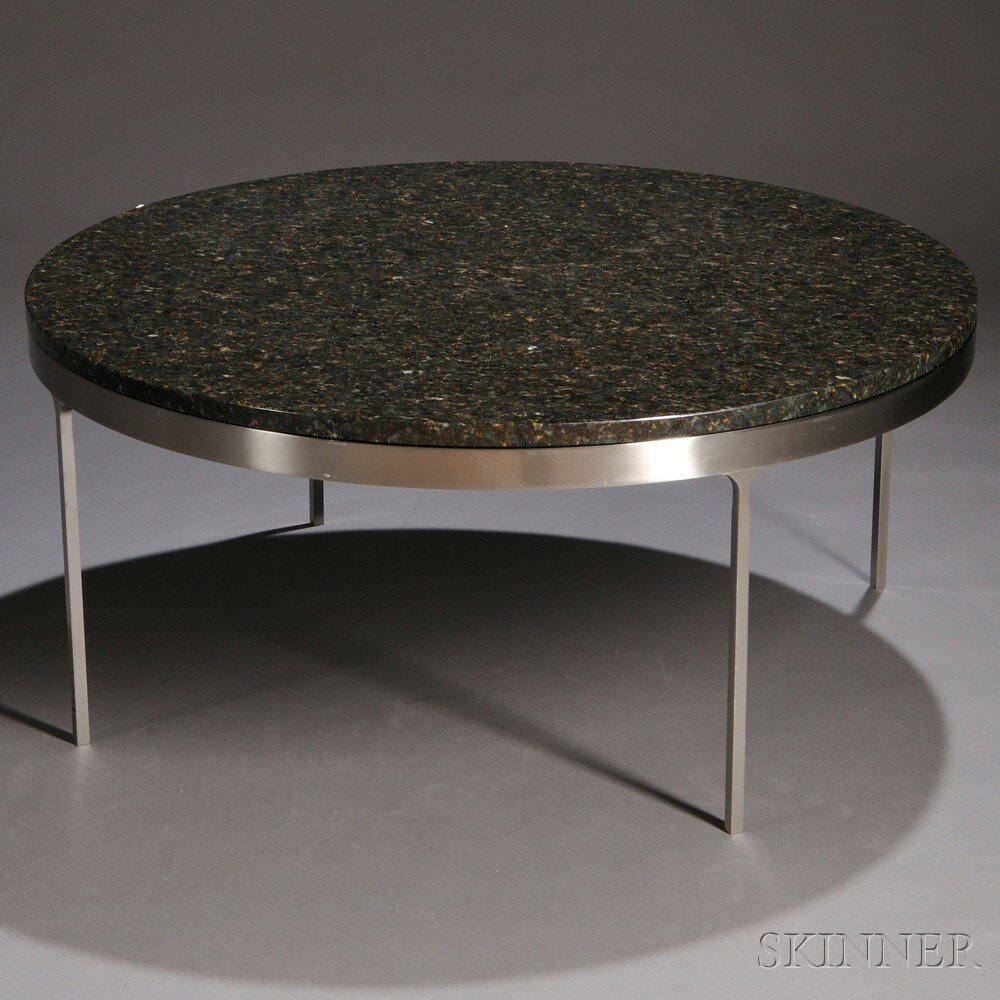 Appraisal: Low Table Attributed to Nicos Zographos Stainless steel and stone