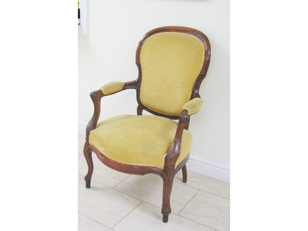 Appraisal: Pair of th Century mahogany framed Elbow Chairs with yellow