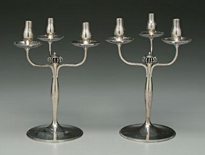 Appraisal: Pair Danish sterling candelabra three cups urn sockets coil and