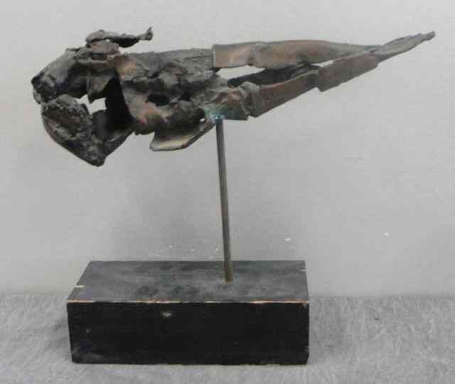 Appraisal: BESSER Leonard Modernist Bronze Reclining FigureNot apparently signed From the