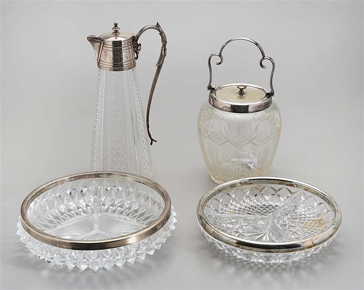 Appraisal: Group of five silver and glass items including two serving