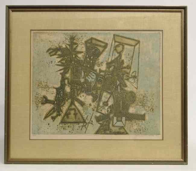 Appraisal: Aquatint signed and dated '' ''L'' ' Apparel Celeste'' Sergio