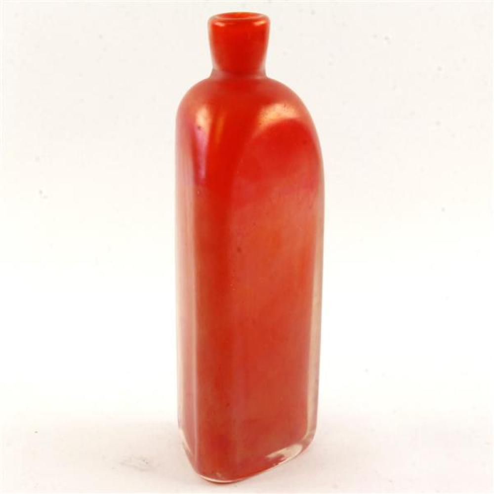 Appraisal: MURANO ART GLASS ORANGE BOTTLE VASEMurano art glass orange bottle