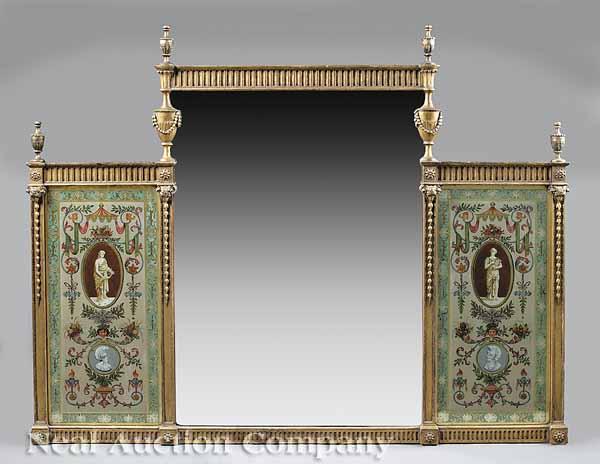 Appraisal: A Fine Edwardian Carved Giltwood and glomis Overmantel Mirror late