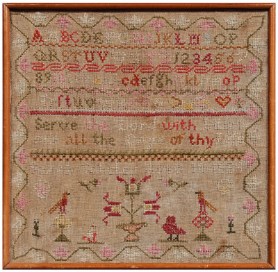 Appraisal: alphabet sampler stitched Sarah Scholer Aged below six lin