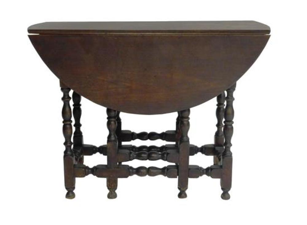 Appraisal: William and Mary type gateleg drop leaf table one small