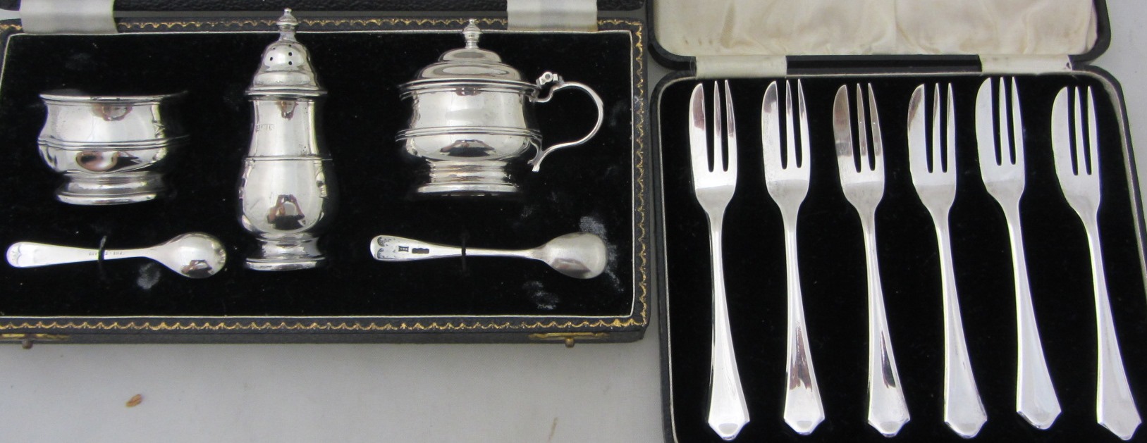 Appraisal: A set of six silver pastry forks Birmingham cased a