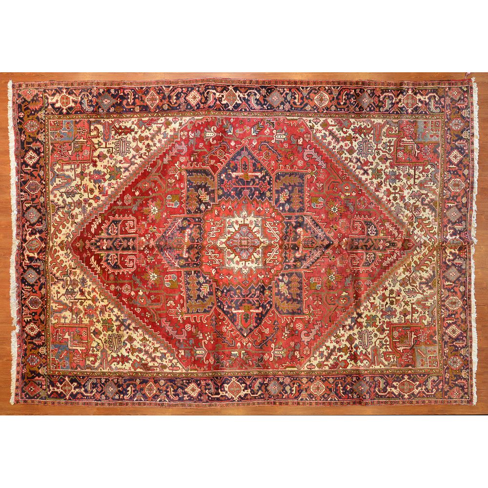 Appraisal: Heriz Carpet Persia x Third quarter- th century hand-knotted wool