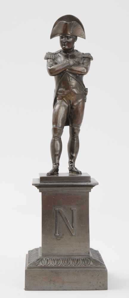 Appraisal: FRENCH BRONZE FIGURE OF NAPOLEON Raised on a stepped plinth