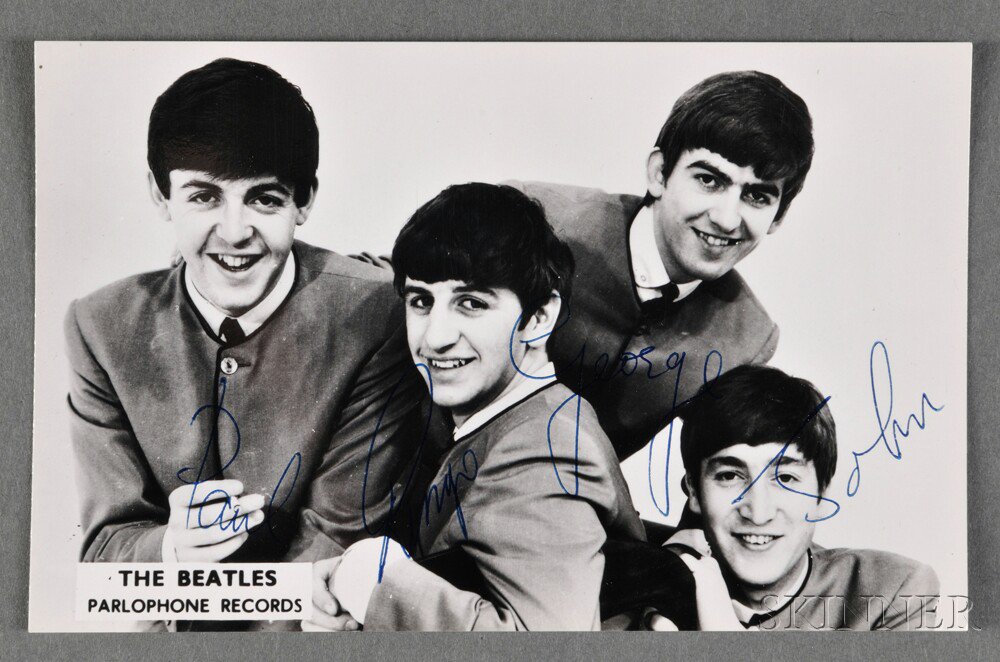 Appraisal: Signed Beatles Promotional Postcard the Parlophone Records postcard with a