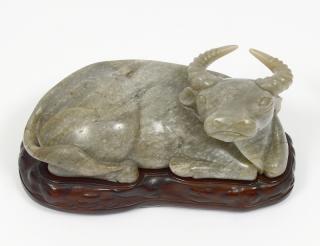 Appraisal: NEPHRITE JADE FIGURE OF AN OXEN Chinese Carved in a