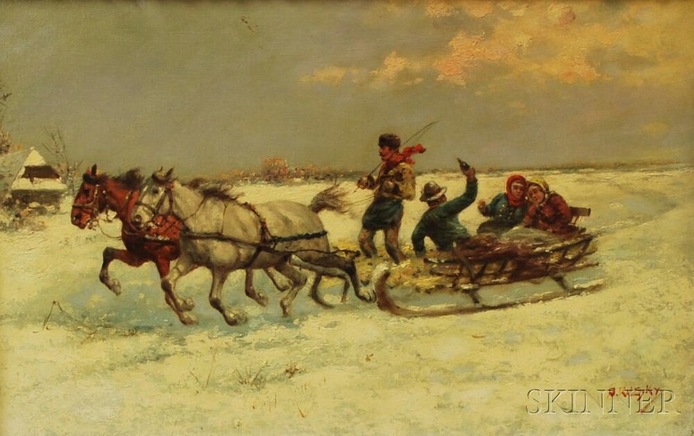 Appraisal: Russian School th Century Sleigh Ride Signed A Rilsky l