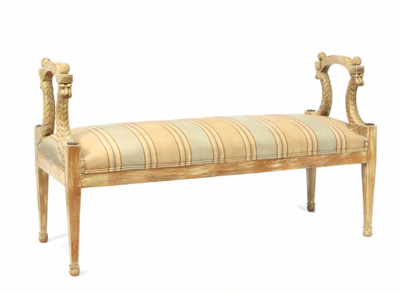 Appraisal: Property of various owners A Neoclassical style paint decorated bench