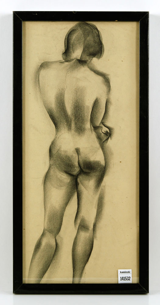 Appraisal: - Attr MacDonald-Wright Nude Figure Charcoal Attributed to Stanton MacDonald-Wright