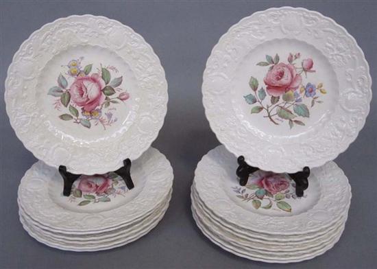 Appraisal: FOURTEEN ADAMS PLATES Swansea Rose Pattern D each