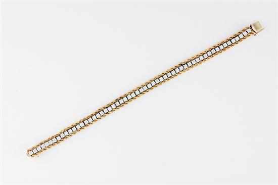 Appraisal: Diamond and yellow gold bracelet fifty full-cut diamonds ctw color