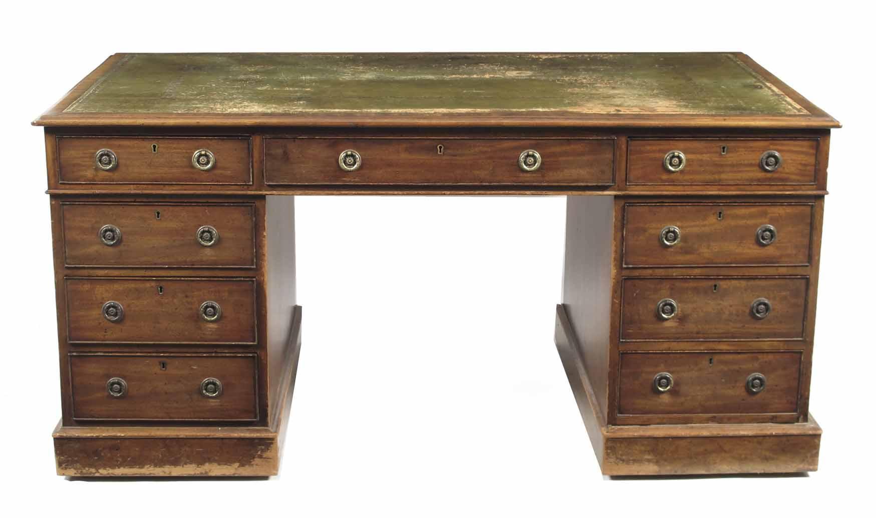 Appraisal: A late Victorian mahogany twin pedestal desk